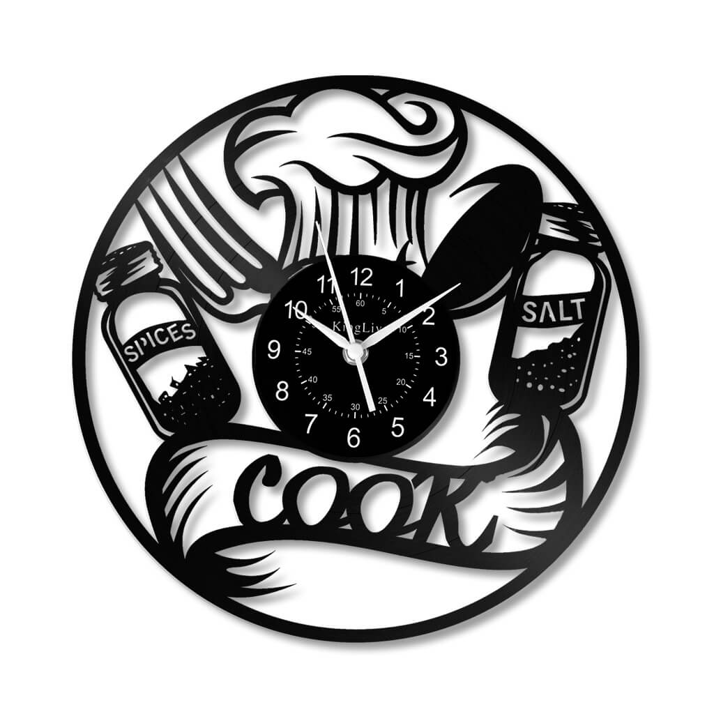 LED Vinyl Wall Clock | Cooking Kitchen | 12'' | 0219WPB