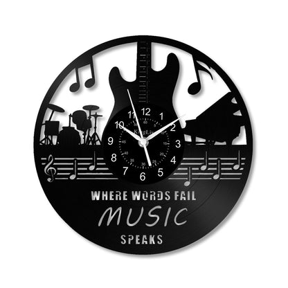 LED Vinyl Wall Clock | Guitar Music | 12'' | 0124WPB