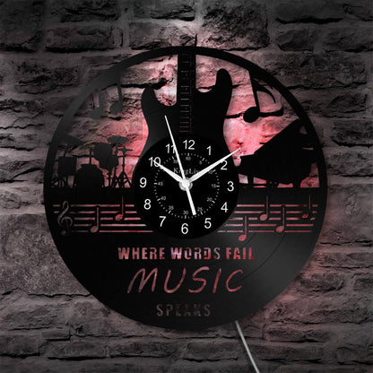 LED Vinyl Wall Clock | Guitar Music | 12'' | 0124WPB