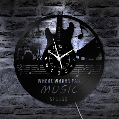 LED Vinyl Wall Clock | Guitar Music | 12'' | 0124WPB