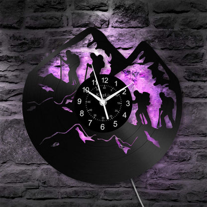 LED Vinyl Wall Clock | Mountain Climbers | 12'' | 0247WPB