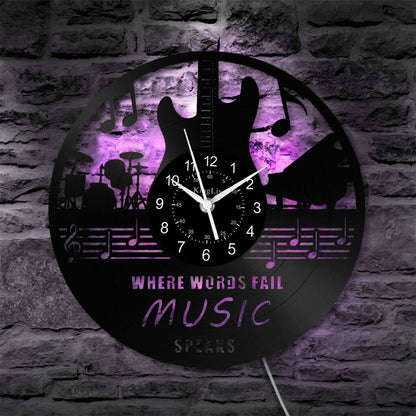 LED Vinyl Wall Clock | Guitar Music | 12'' | 0124WPB