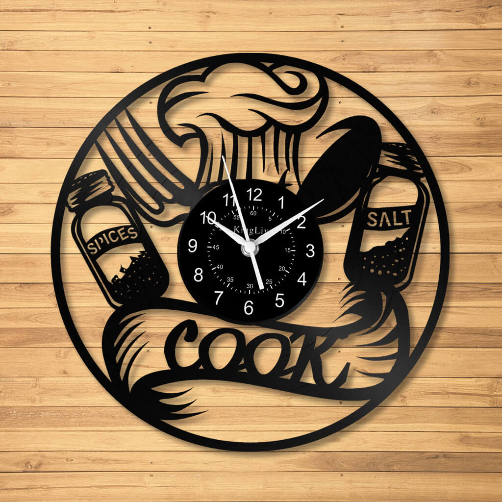 LED Vinyl Wall Clock | Cooking Kitchen | 12'' | 0219WPB