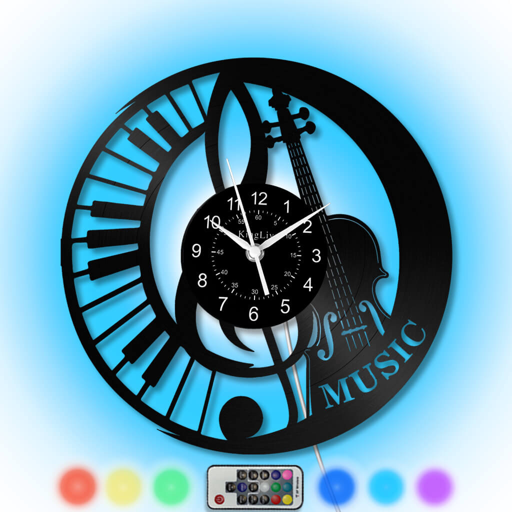 LED Vinyl Wall Clock | Violin Music | 12'' | 0245WPB