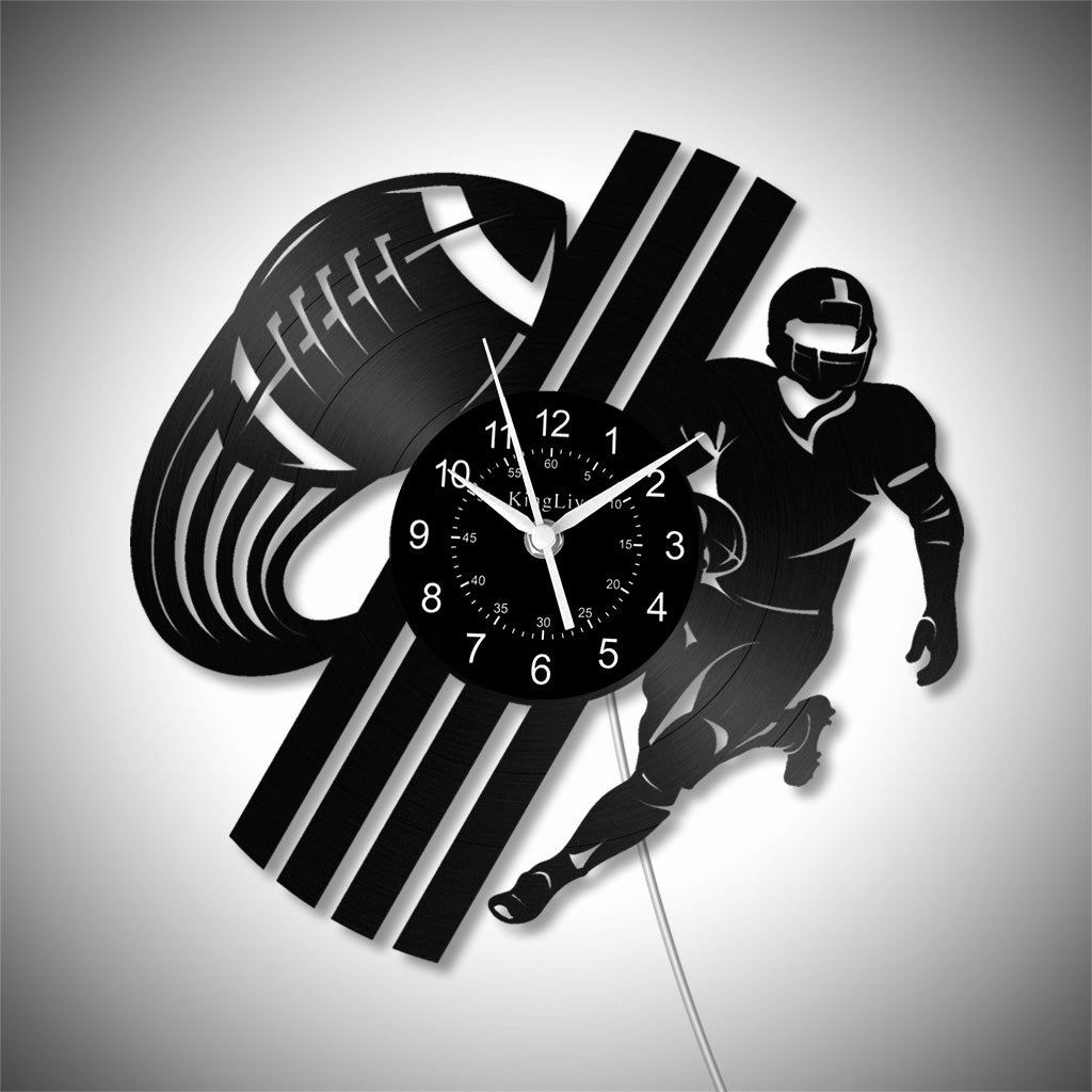 LED Vinyl Wall Clock | Rugby Football | 12'' | 0250WPB