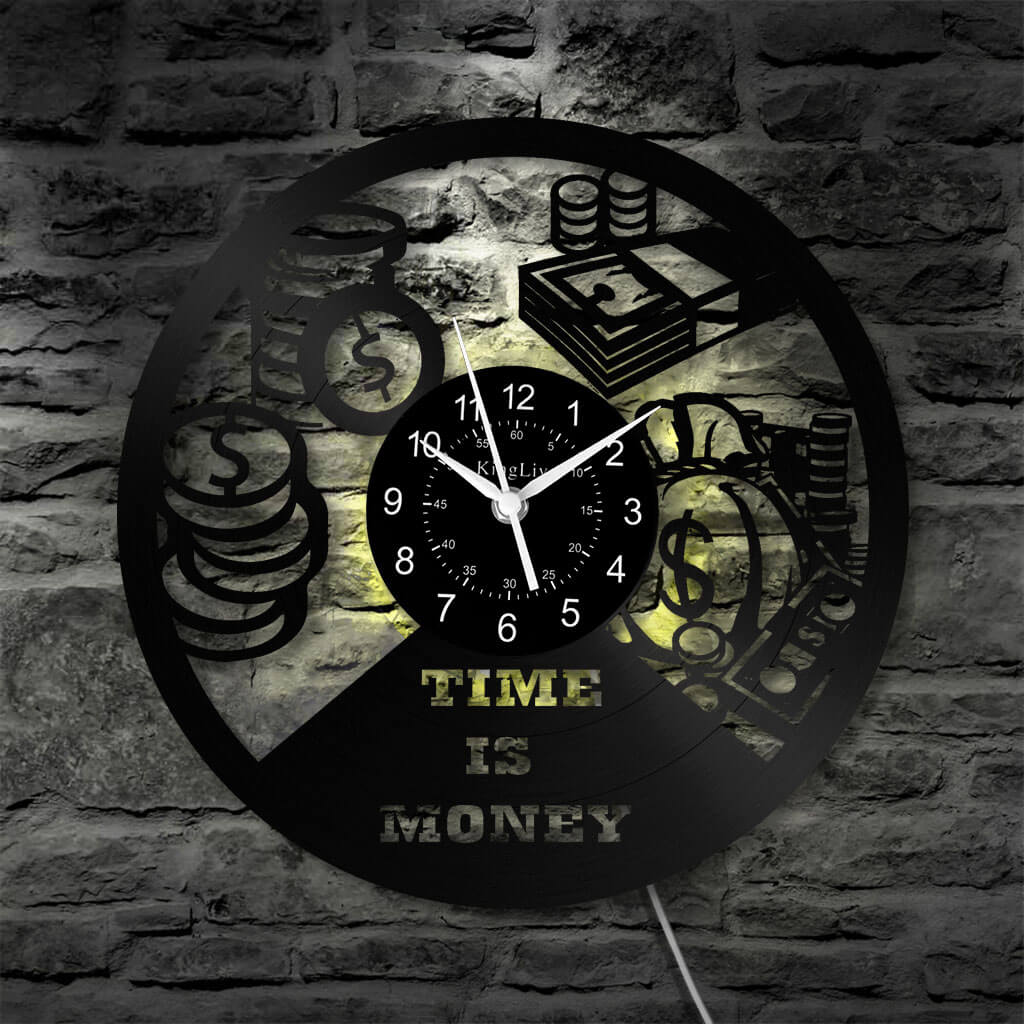 LED Vinyl Wall Clock | Time is Money | 12'' | 0270WPB