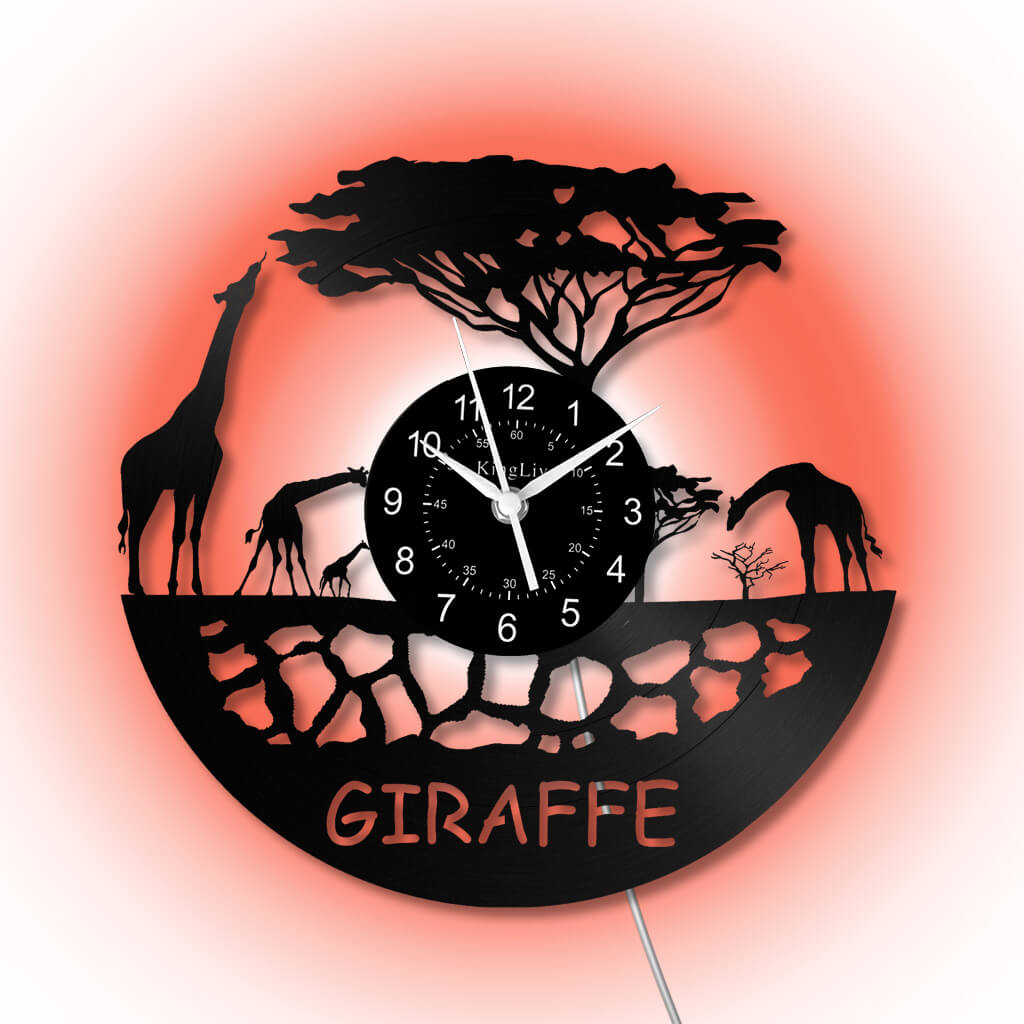 LED Vinyl Wall Clock | Giraffe | 12'' | 0307WPB
