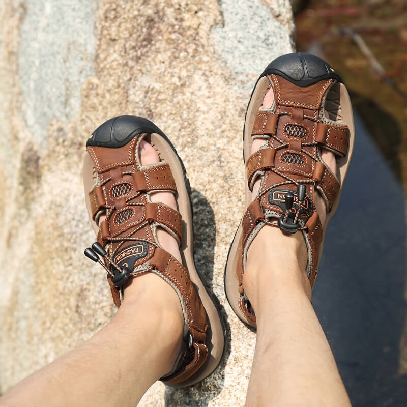 Mens leather hiking online sandals