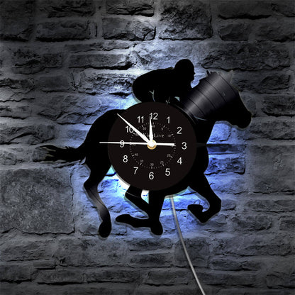 Horse Riding Led Vinyl Record Wall Clock