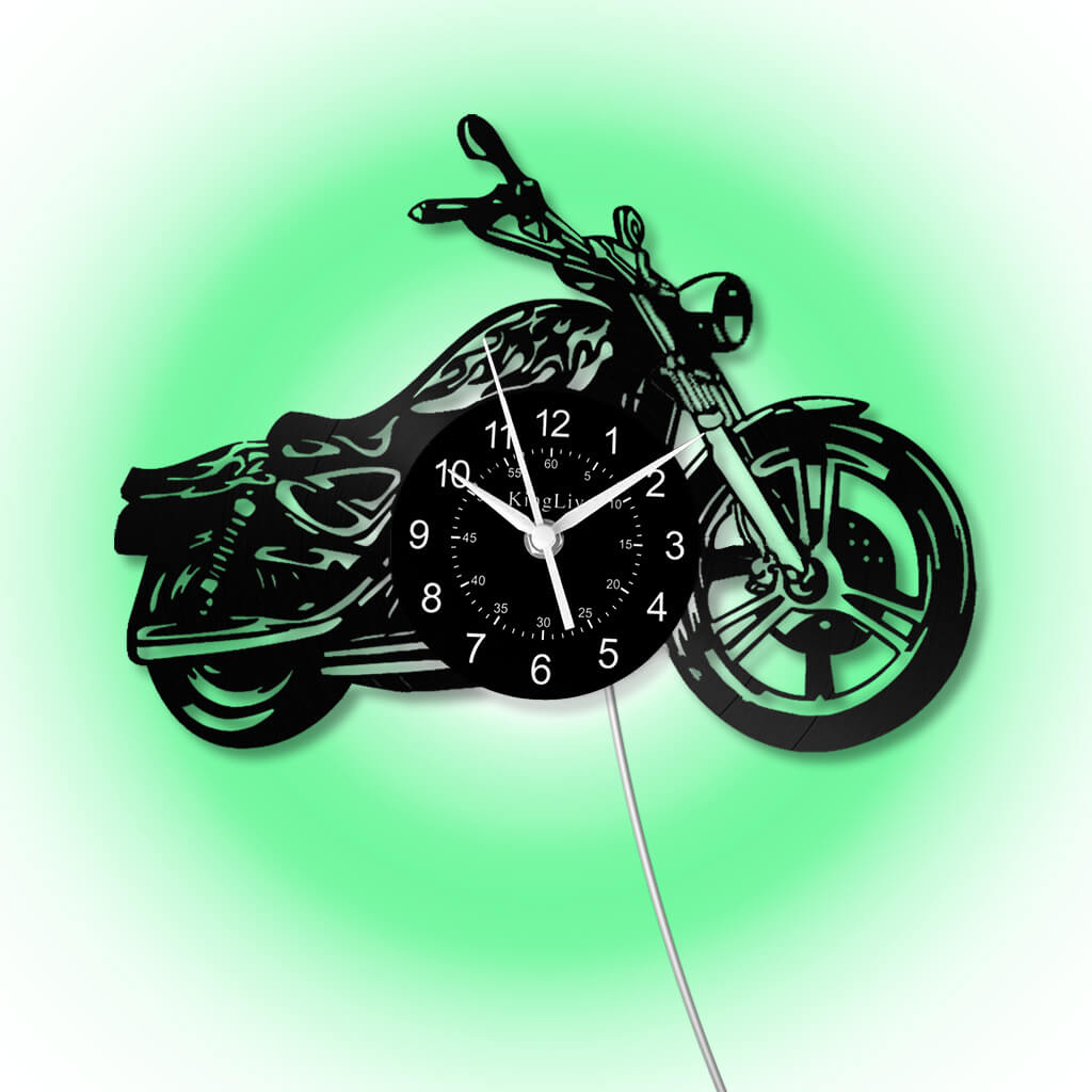 Motorcycle Vinyl Record Clock 12'' | Wall Clock | Led Vinyl Wall