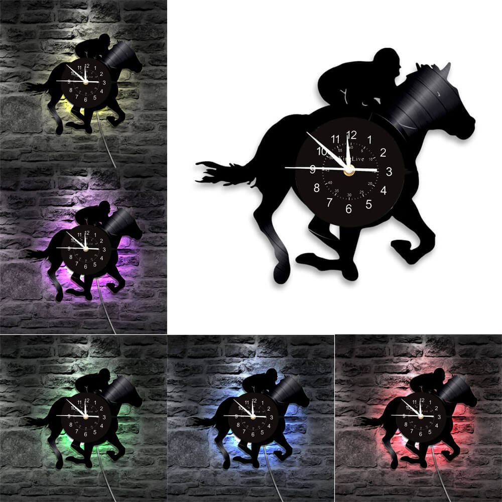 Horse Riding Led Vinyl Record Wall Clock