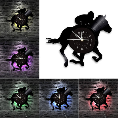 Horse Riding Led Vinyl Record Wall Clock