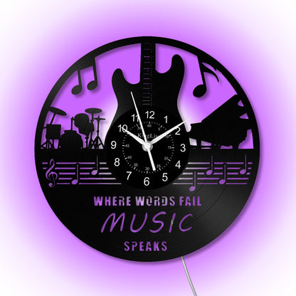 LED Vinyl Wall Clock | Guitar Music | 12'' | 0124WPB